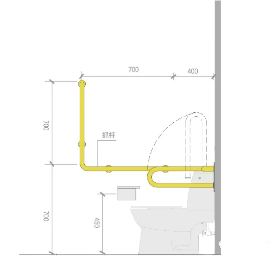 無(wú)障礙坐便器側(cè)立面