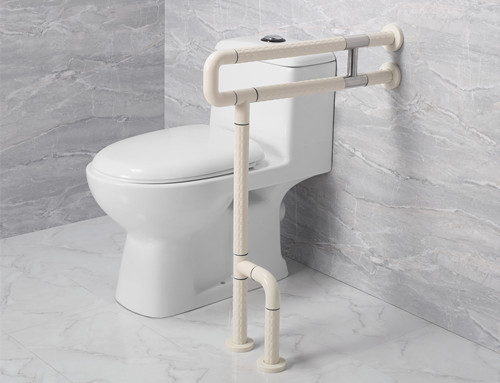 衛(wèi)生間扶手-白色U型扶手帶不銹鋼工字架旋轉(zhuǎn)活動(dòng)輔助腳老人安全助力扶手桿無障礙助立坐便器扶手